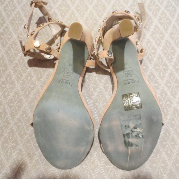 HOSS All Leather Tan Suede Heeled Ankle Strap Sandal - Picture 9 of 10